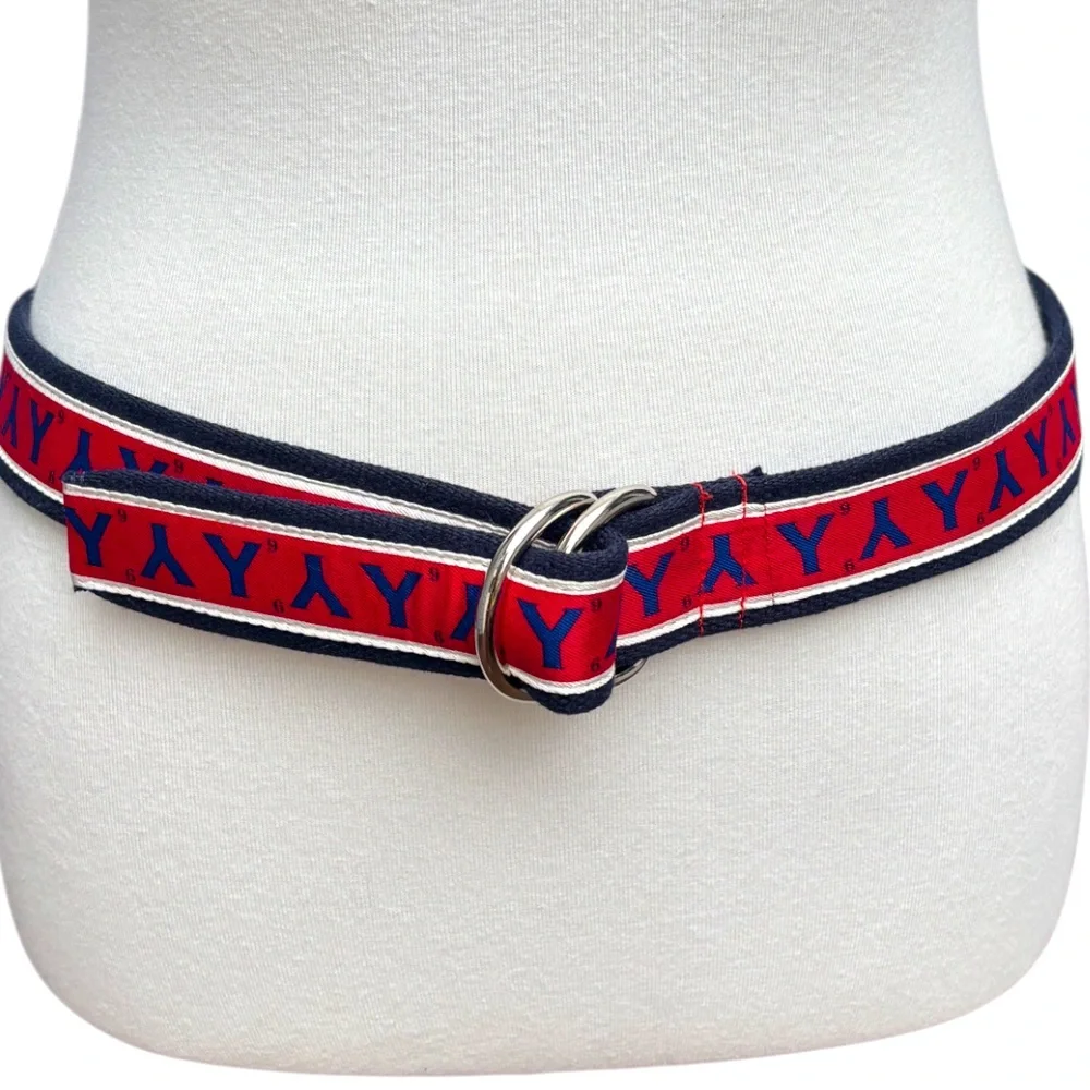 Vineyard Vines Women’s M Navy Blue & Red Nautical D Ring Belt Made in USA